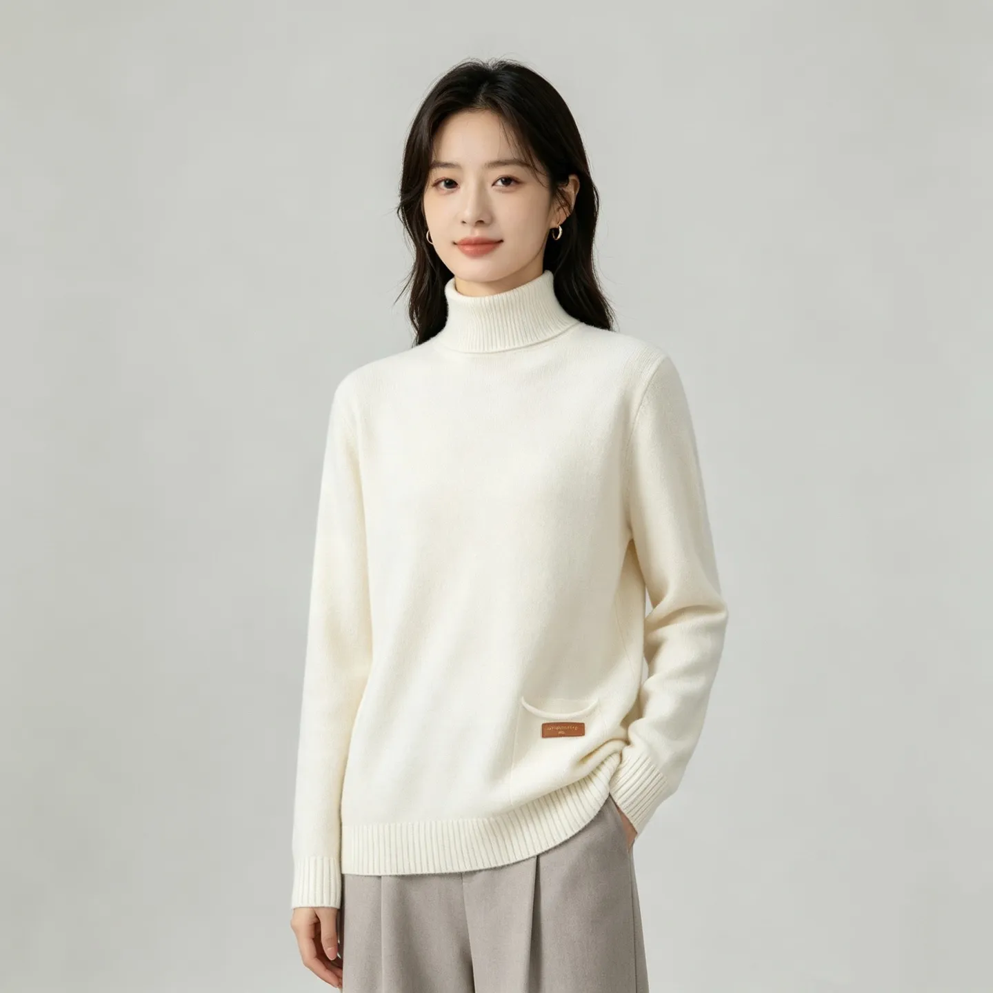Louis Vuitton/Louis Vuitton pocket leather label turtleneck knitted sweater